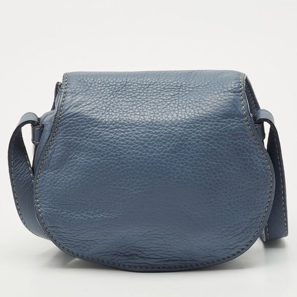 Chloe Blue Leather Mini Marcie Crossbody Bag - Picture 4 of 7